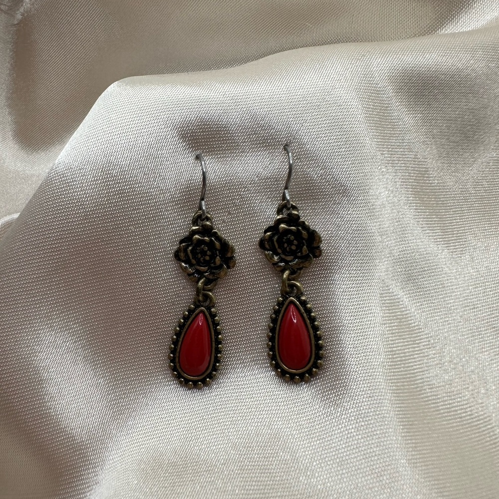 Rose tear drop earrings
